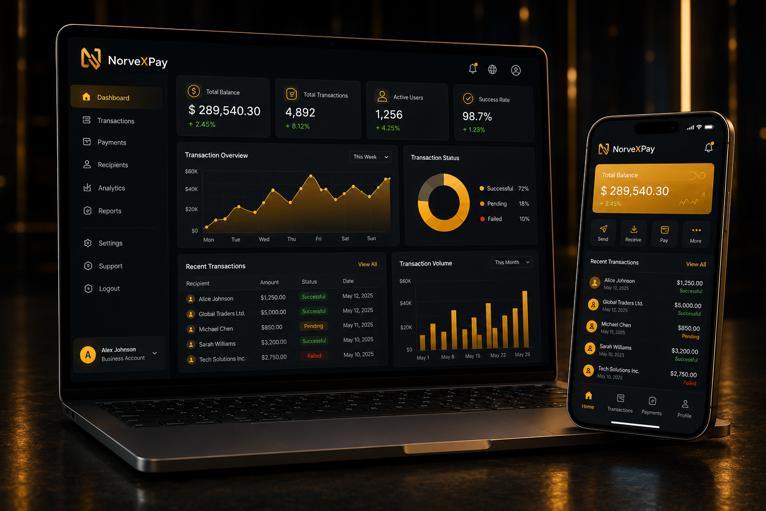 NorveXPay Dashboard Preview